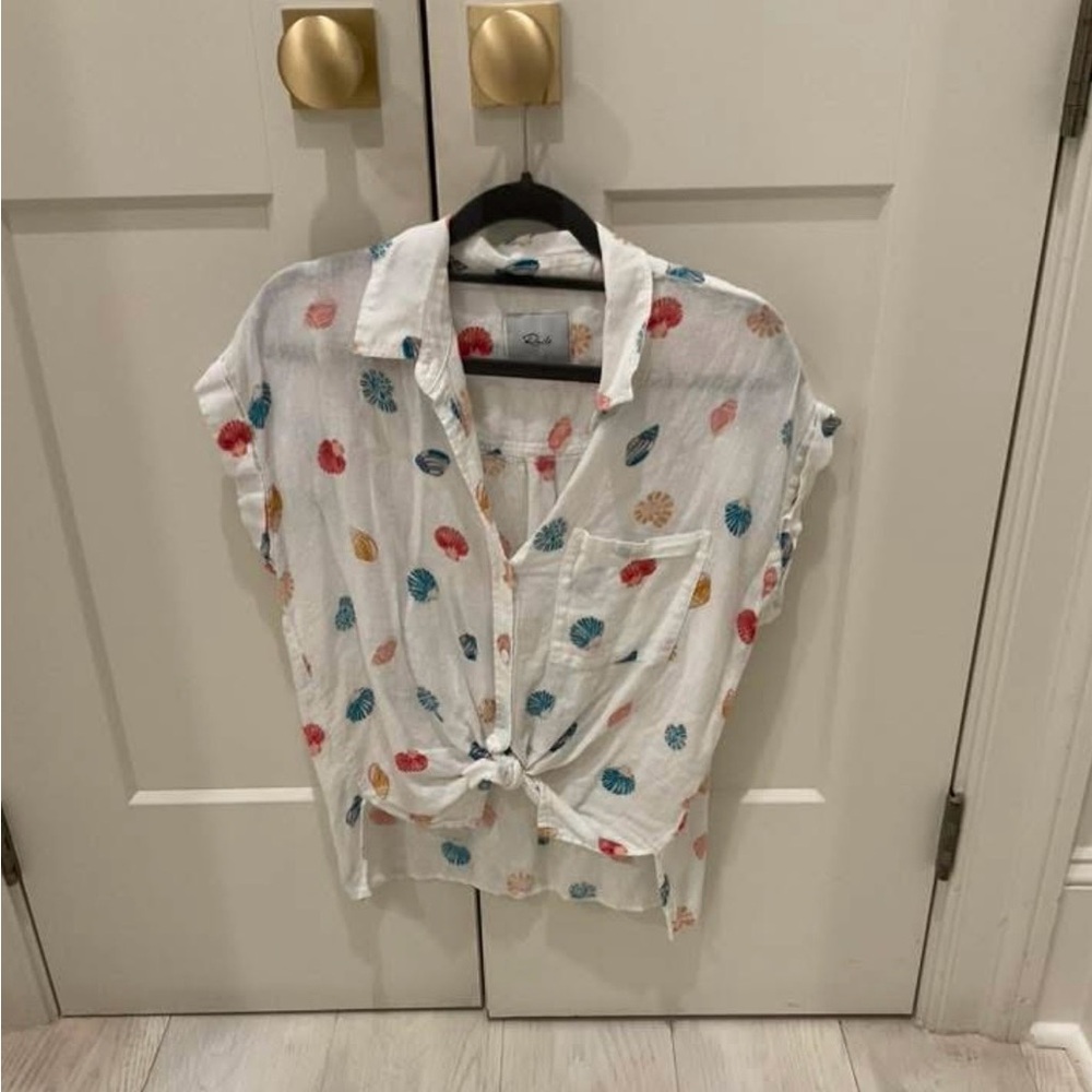 Rails White Button Down Shirt with Multicolor Floral Print
